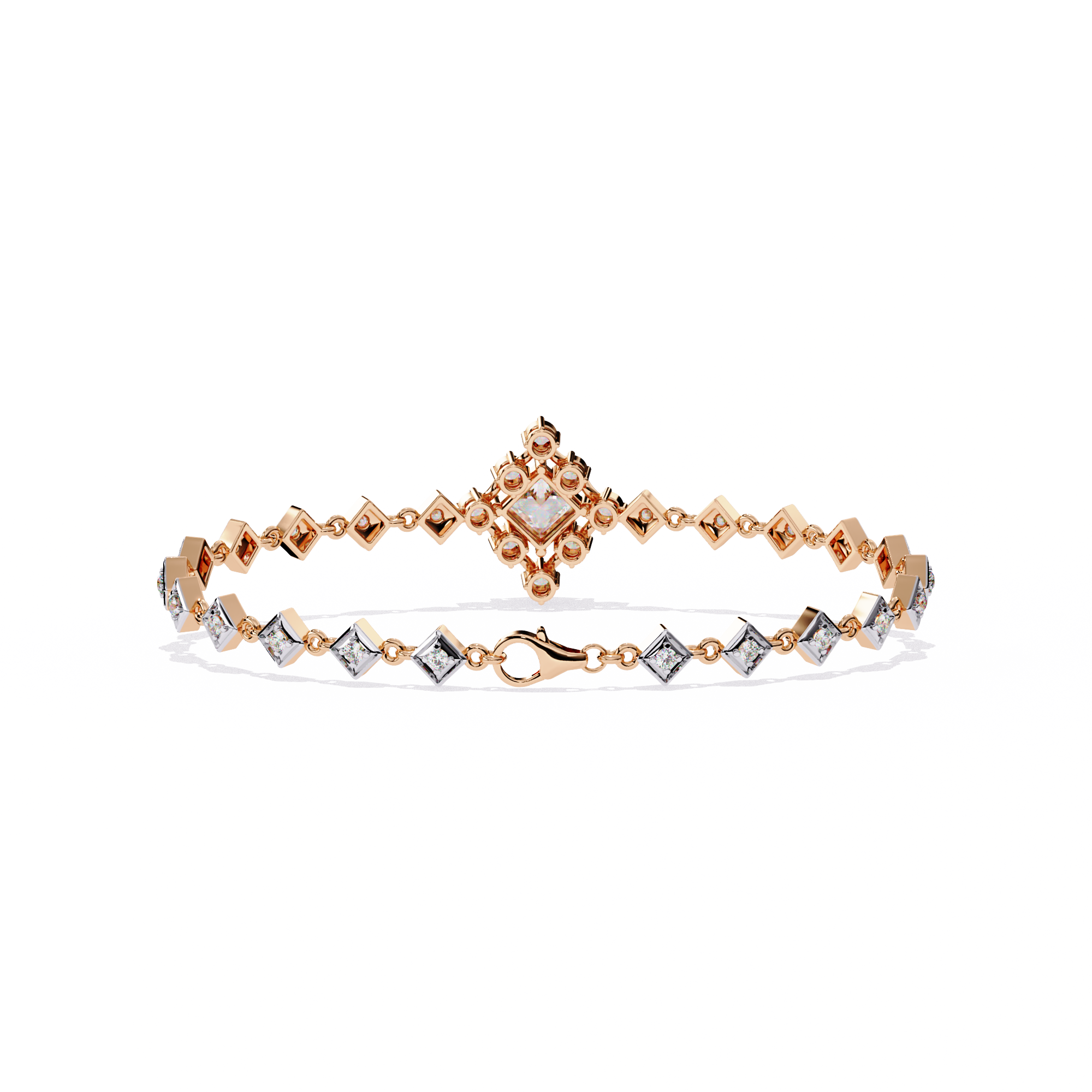 Solitairekart 1.7ct Square Halo Diamond Bracelet-H Color, VS1 Clarity